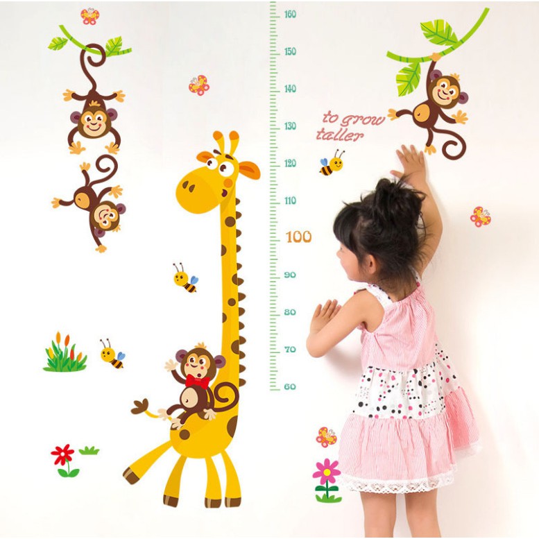 RELIZA WALL STICKER PENGUKUR TINGGI BADAN JERAPAH MONKEY ANAK GROW UP STIKER DINDING SK9292