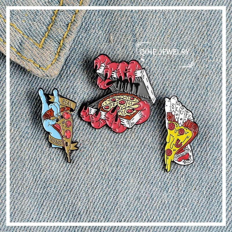 Bros Pin Enamel Desain Kartun Pizza Zombie Gaya Punk Untuk Anak