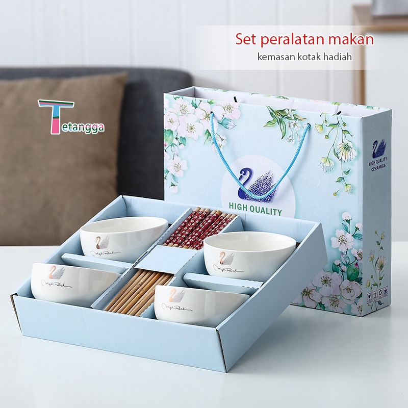 Souvenir Mangkuk Sumpit Set Mangkok Keramik Hand painted Japanese Wedding Gift Box Hampers Kado  Japanese Bowl