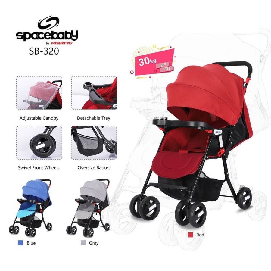 Stroller Anak Bayi Balita Kereta Dorong Stroler Spacebaby SB320 By Pacific Up To 30kg-3