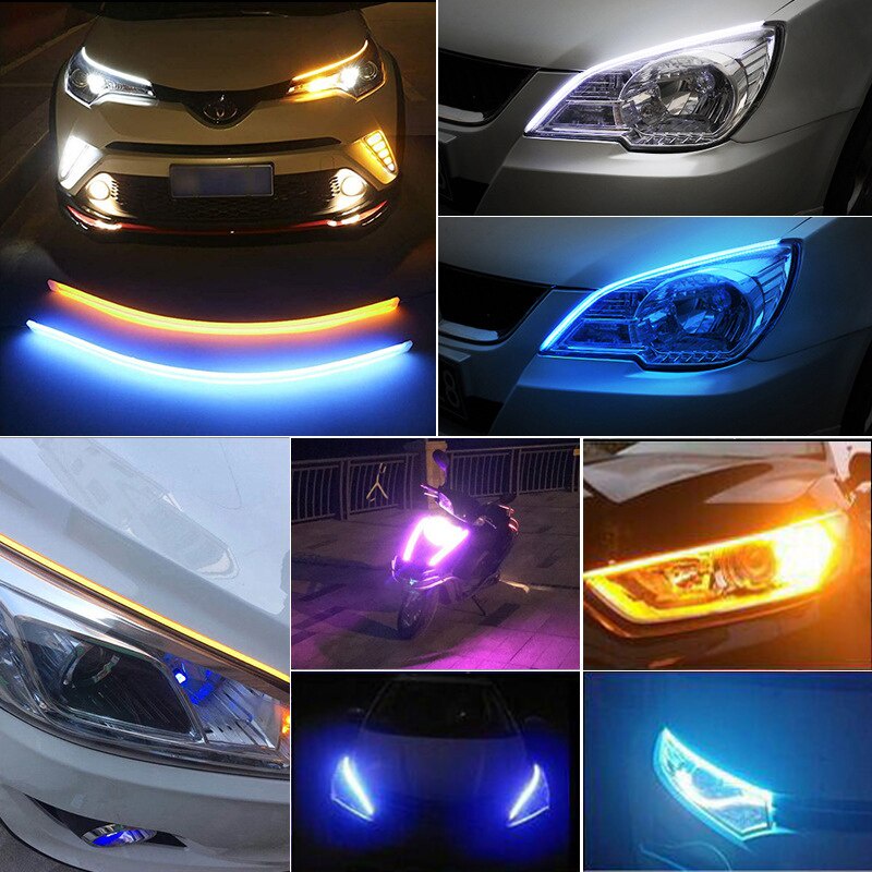 Lampu LED DRL Alis  45CM  Tempel Flexible  45 CM  Mobil Motor Sein Running