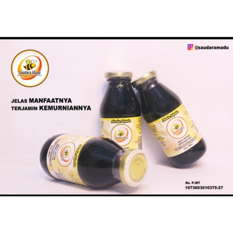 

Madu Asli 100% Murni botol kaca Lebah Apis Mellifera Nektar Pohon Akasia (Saudara Madu)