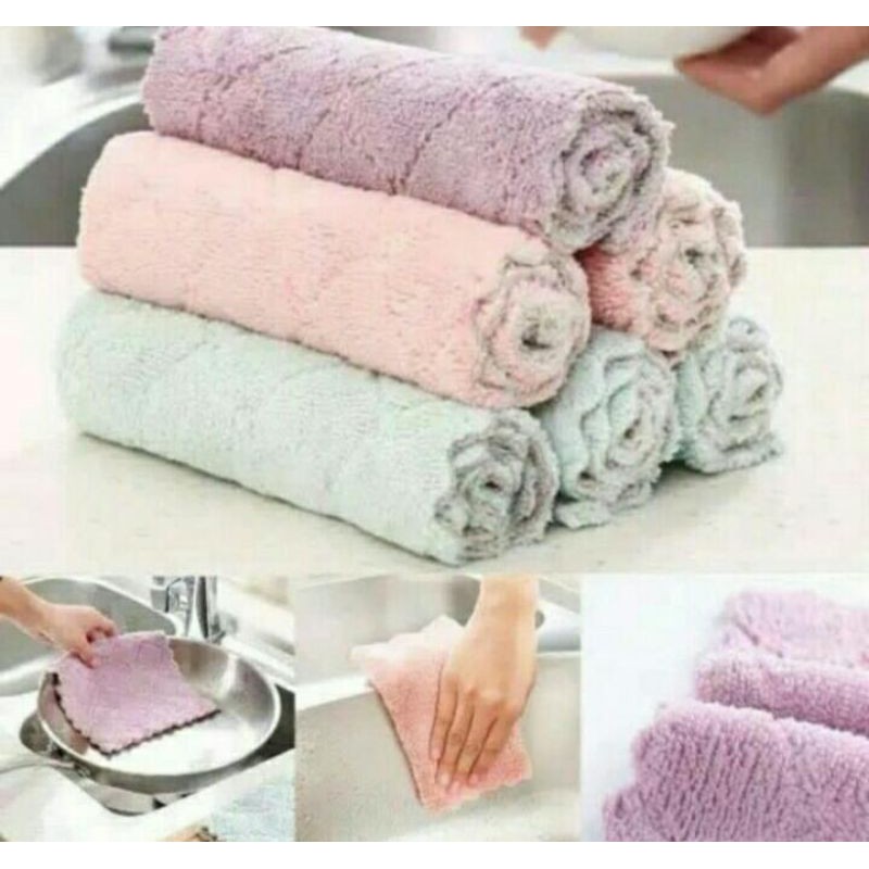 Kain Serbet Lap Piring Kain Lap Microfiber Hand Towel Serbaguna