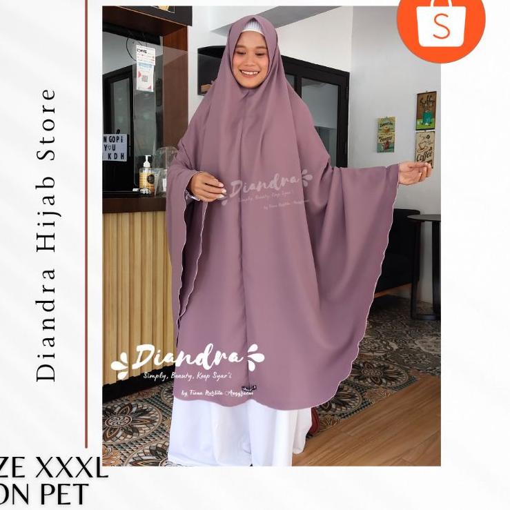 ♝ [Diandra Hijab]Jilbab Wollycrepe Syar'i XXXL Kerudung Wollycrepe Khimar Jumbo Syar'i NONPET Murah 