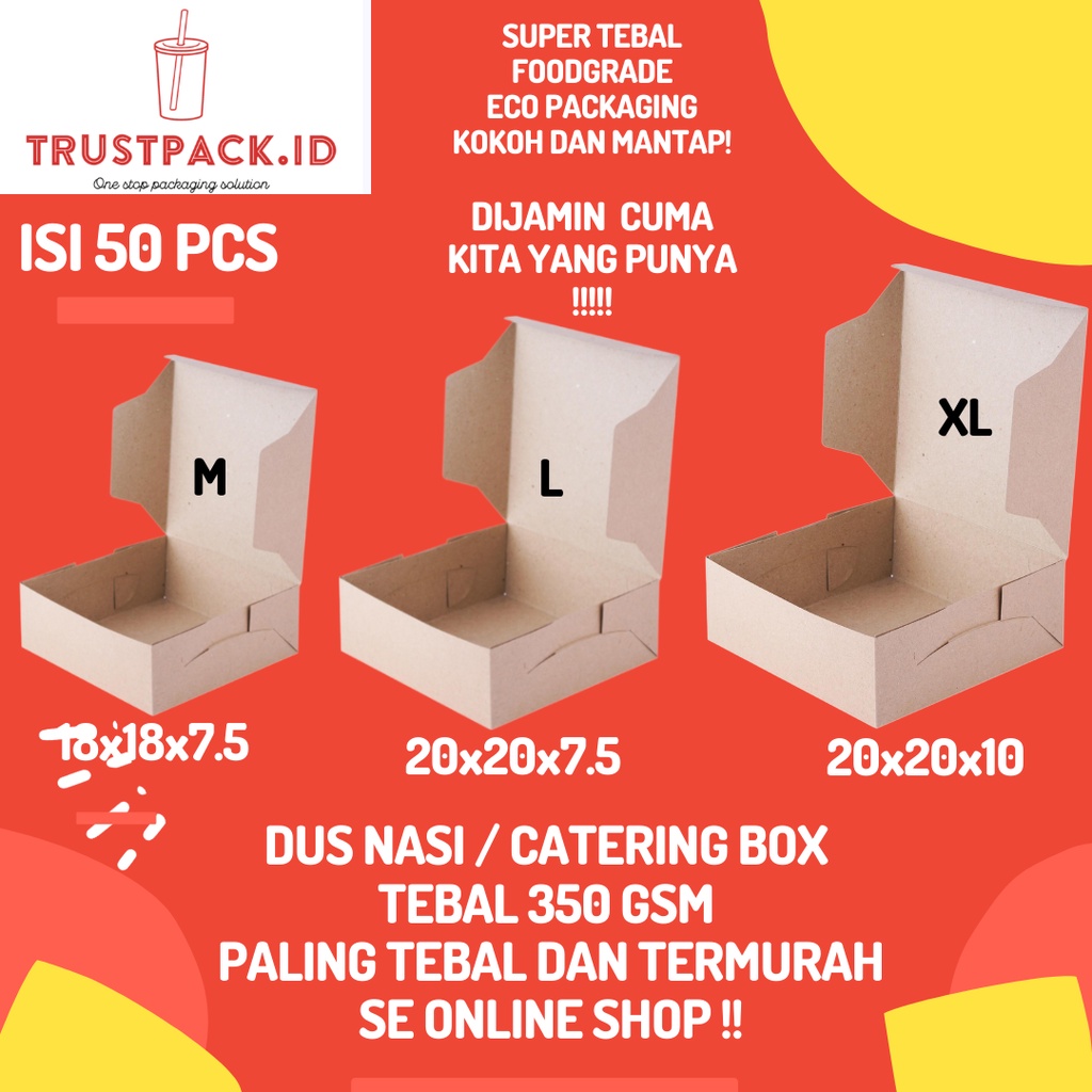 KATERING BOX 350GSM / DUS CATERING / PAPER LUNCH BOX KRAFT /DUS NASI 18,20,22