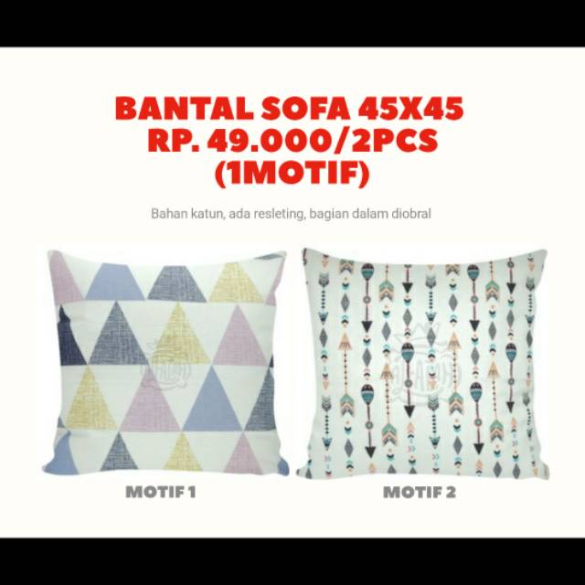 Sarung Bantal katun sarung bantal sofa 45x45 katun 2pcs 49rb 1 model