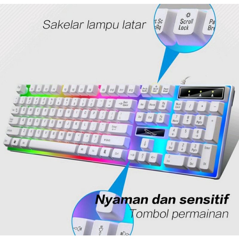 PAKET KEYBOARD DAN MOUSE GAMING DILENGKAPI LAMPU RGB KEREN