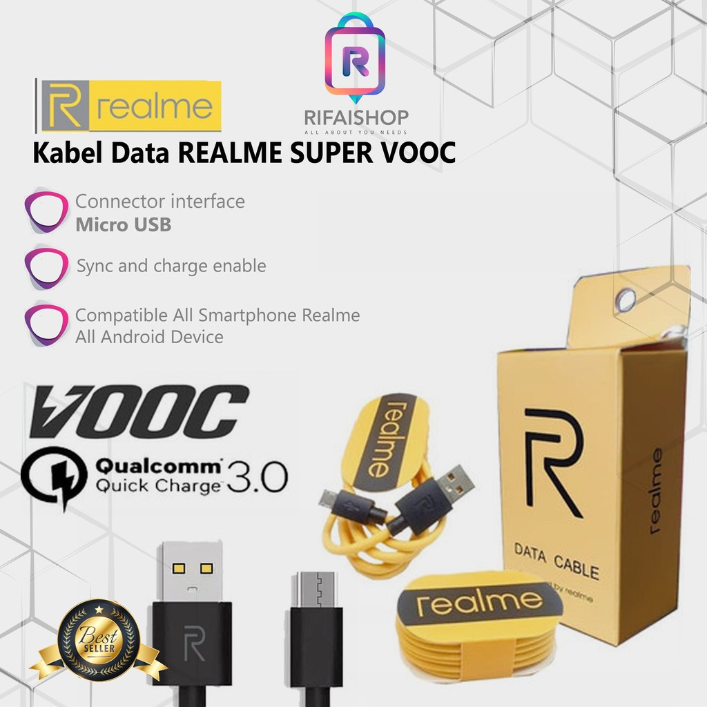 KABEL DATA REALME Original 100% SUPPORT Fast Charging & SUPER VOOC