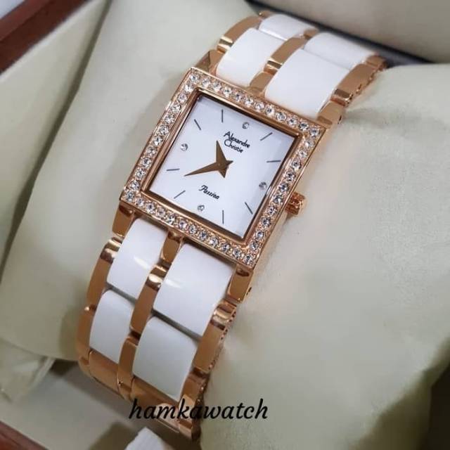 Jam tangan wanita alexander cristie original ac2314 white rosegold