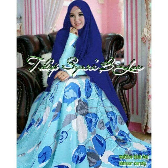 EXLUSIVE SET GAMIS TULIP GREY JUMBO PAYUNG 4 METER KHIMAR CERUTI 2 LAYER TERMURAH