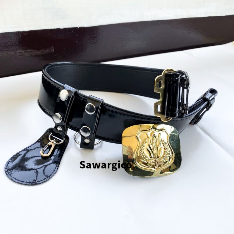 Kopel Sabuk Satpam Kulit Kilap Polos Fullset