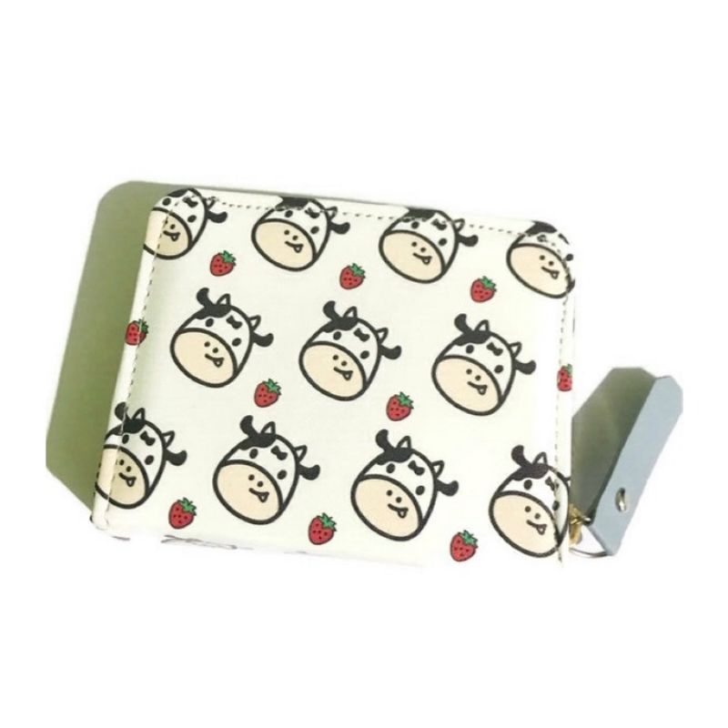 DOMPET WANITA KECIL DOMPET KOIN DOMPET MINI DOMPET LIPAT MURAH-Sapi Putih