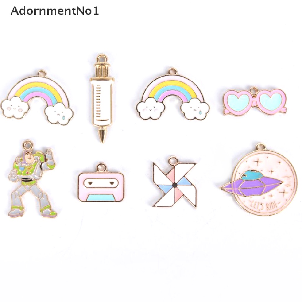 (AdornmentNo1) 10pcs / Set Liontin Enamel Bentuk Kincir Angin Warna Pelangi Bahan Alloy Untuk DIY Perhiasan Charms