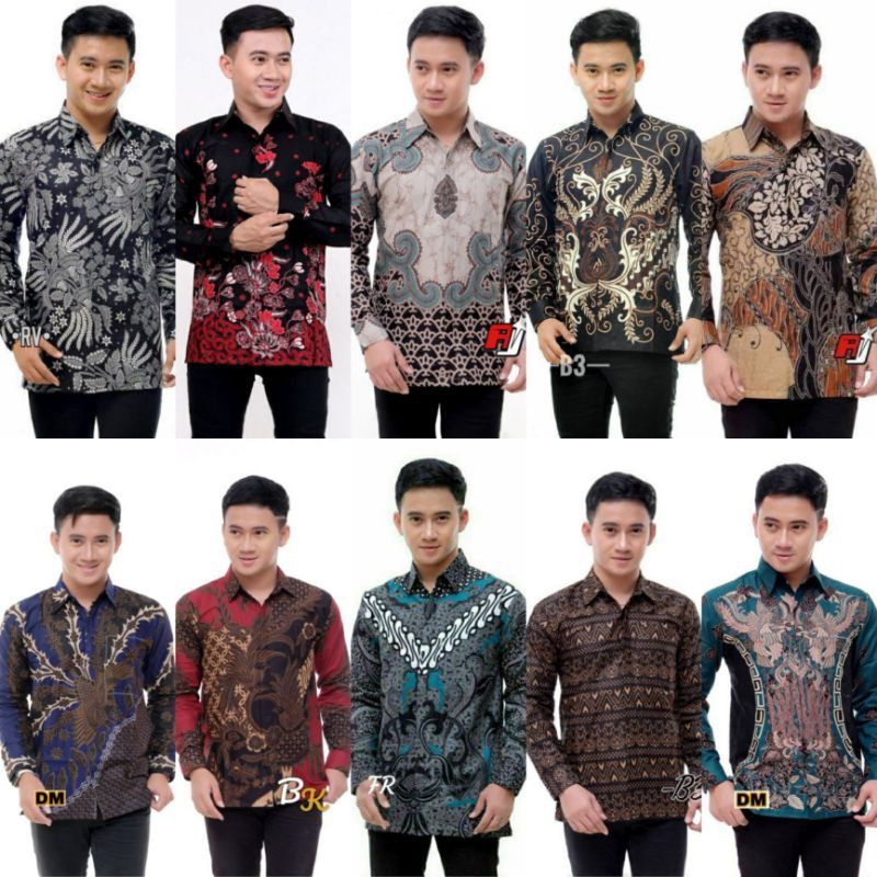 Batik Pria Lengan Panjang Premium BATIK AZMIL HRB026 motif KERATONAN Kode 002 size M L XL XXL