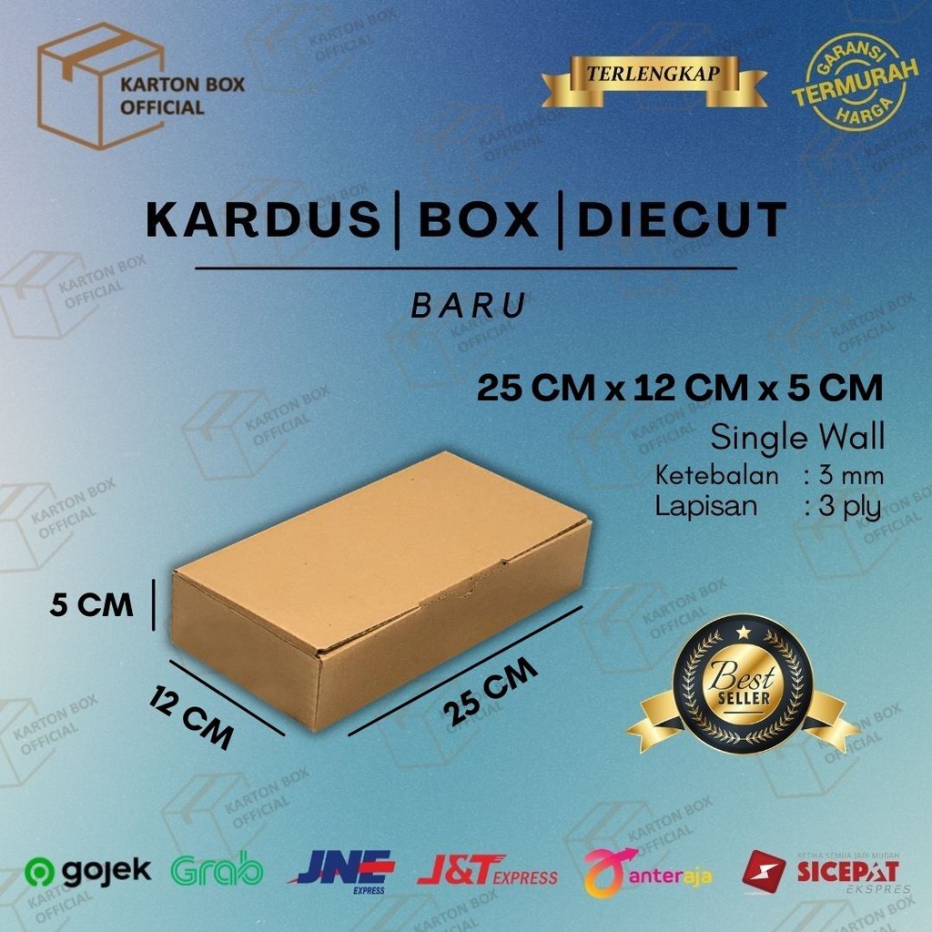 

Kardus Box Die Cut 25x12x5 CM Dus Packing Kue Brownies Polos