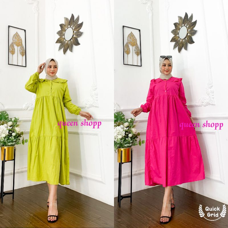 ANNA DRESS JUMBO KATUN IMPORT LD 110 BY GROSIRPKL / MIDI DRESS WANITA POPLIN PREMIUM TERBARU