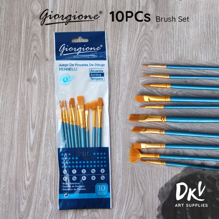 

(DISKON TERMURAH) Giorgione Brush Set 10 pcs G-198H Kuas Lukis Nylon Ekonomis
