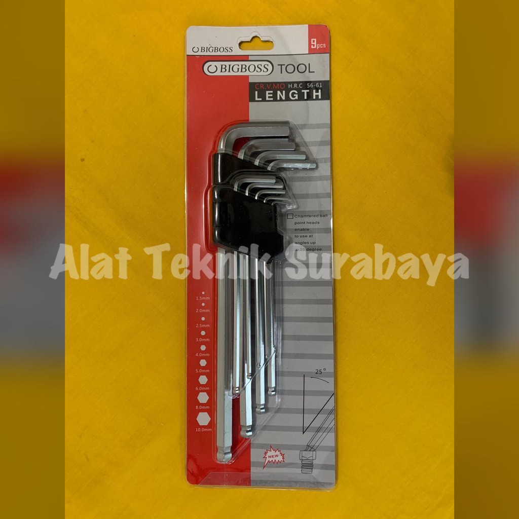 KUNCI L BALLPOINT LONG BIG BOSS SET  HEX KEY WRENCH BIGBOSS 9 PCS