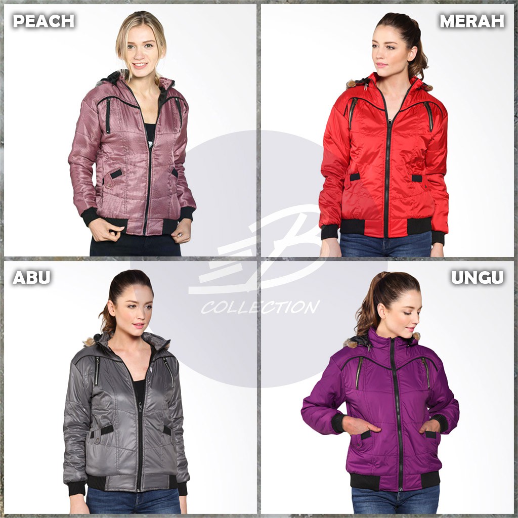  Jaket Wanita Bahan Parasut  Tebal Murah Hoodie Bulu Jaket  