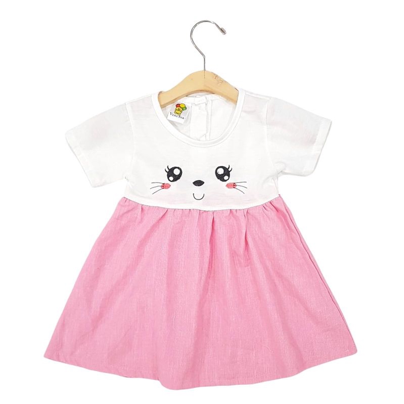 DRESS FASHION ANAK PEREMPUAN 1 TAHUN MOTIF CAT SALUR RANDOM WARNA