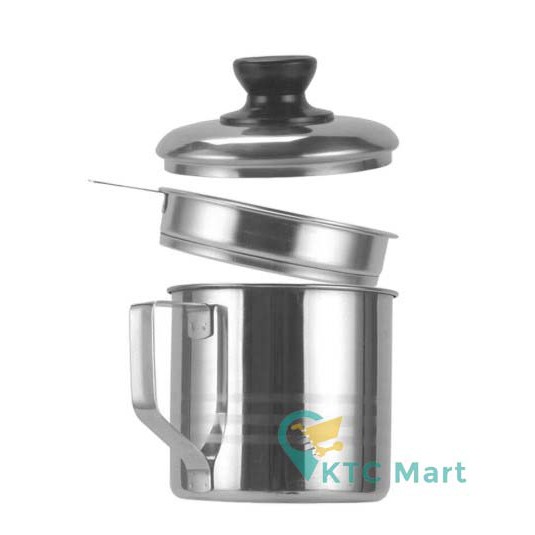 KTCmart - Oil Pot 12 Cm - Wadah Penyaring Minyak Goreng Tebal Stainless