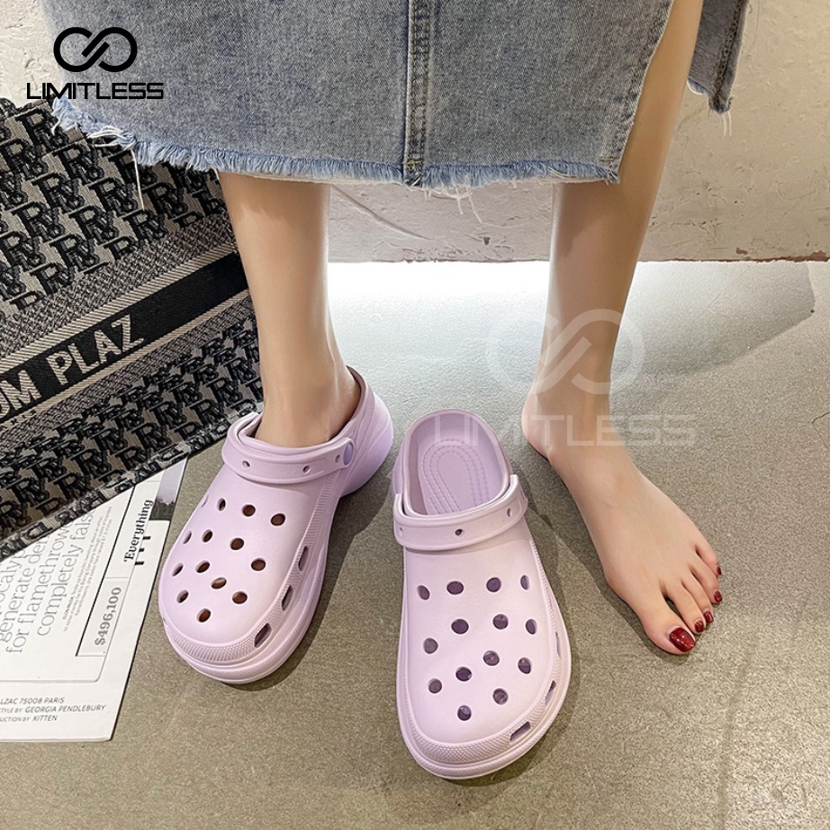 Sandal Fuji Viral Karet Tinggi Sandal Bakpao Wanita Tinggi Jibbitz Sandal Wanita Wedges Platform Tebal Wedges Jelly Rubber