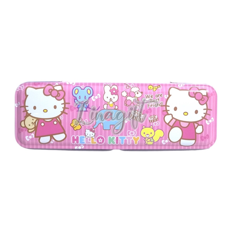 TEMPAT PENSIL KOTAK PENSIL KALENG PENCIL CASE 2 TINGKAT DINO MICKEY MINNIE PRINCESS SPIDERMAN FROZEN AVENGERS ANIMAL BARE BEARS BT2I BLUE PINK GREEN PURPLE