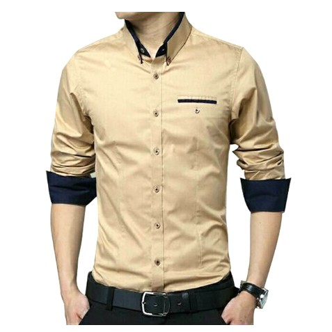 KEMEJAPRIA HEM ALISAN KEMEJACOWOK PRIA KASUAL POLOS H27M6 BAJU KEMEJA POLOS NAVY BIRU DONGKER PRI