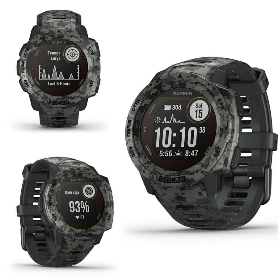 Jam tangan Garmin Instinct Solar Lichen Camo Original TAM 2Thn