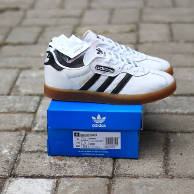 Gratis Ongkir Sepatu Adidas Gazelle Super White Black Sol Gum Original Gum Original