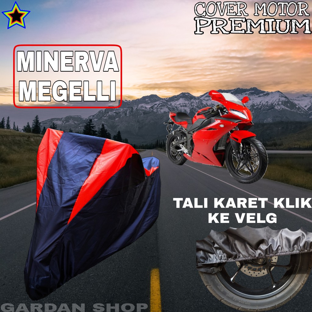 Sarung Motor MINERVA MEGELLI Hitam MERAH Body Cover Penutup Pelindung Motor Minerva PREMIUM