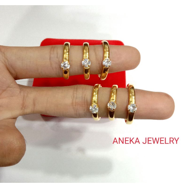 Cincin Cor mata 1, Perak 925, Sepuh Emas Kuning