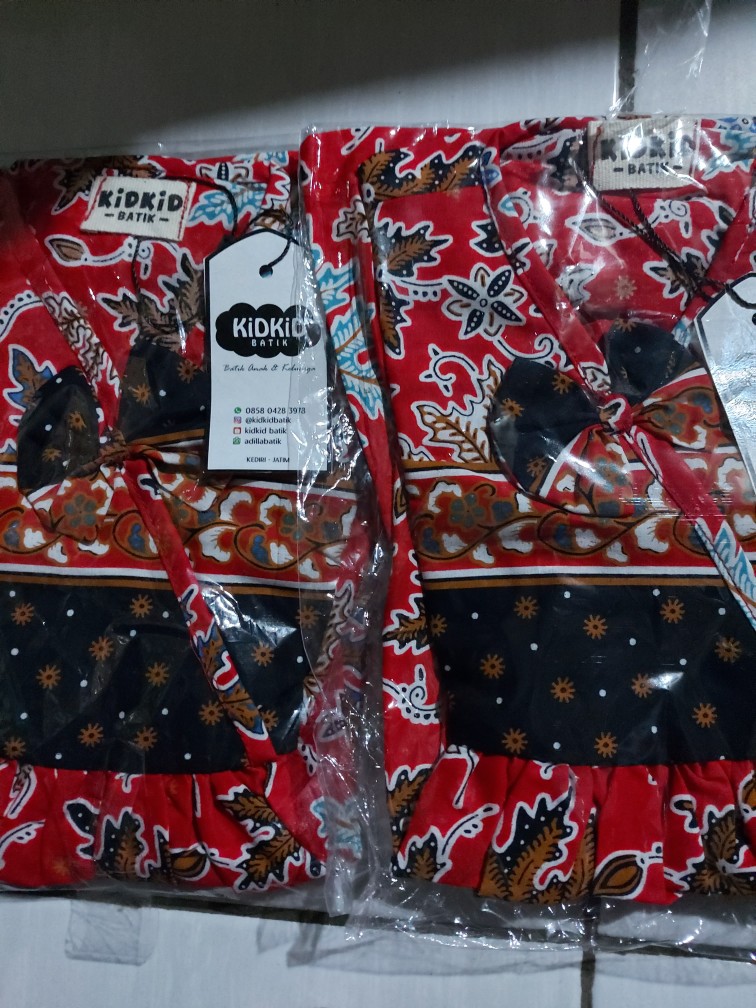 Dress Batik Anak Perempuan Baju Batik Cewek Merah Katun Berkualitas Usia 0-6 Tahun Kode Dcb-15