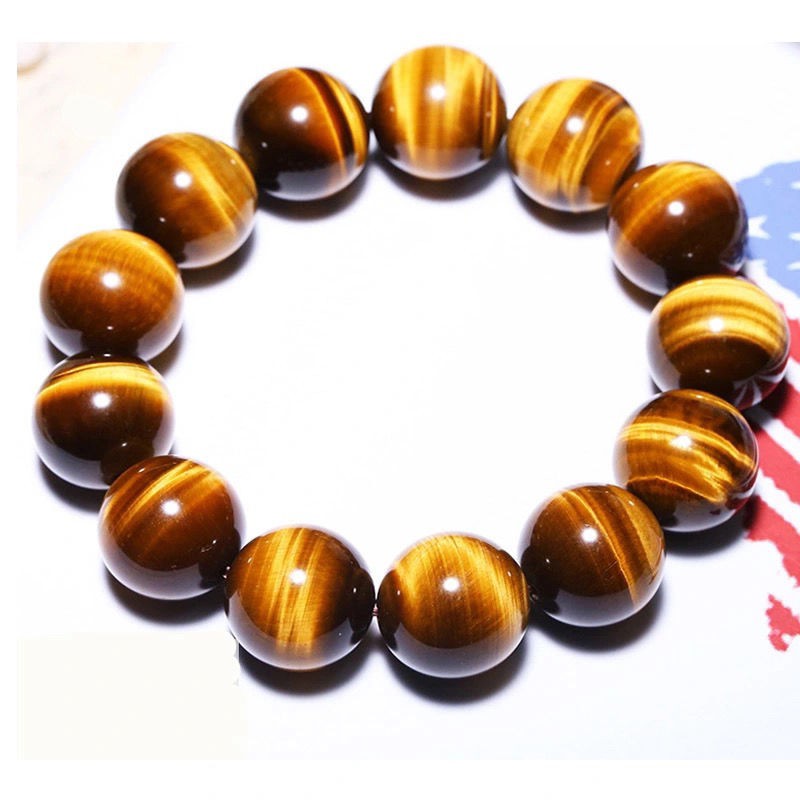 batu mata harimau alami gelang kuning AB + kristal pria dan wanita bening beruntung transfer manik-