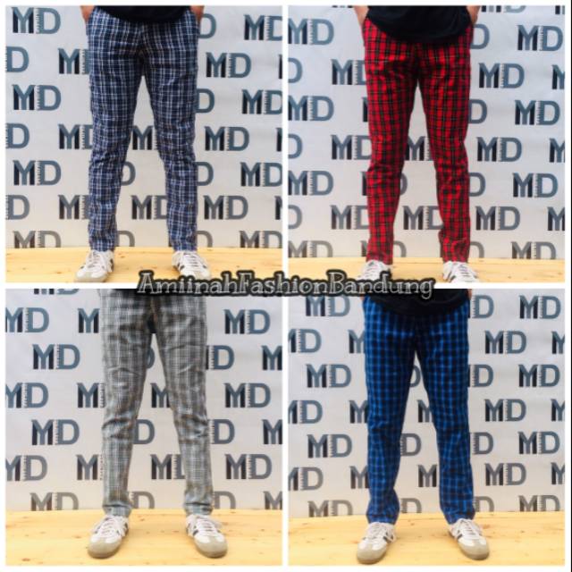 [BISA COD] CELANA TARTAN PRIA / WANITA BAHAN FLANEL KOTAK KOTAK
