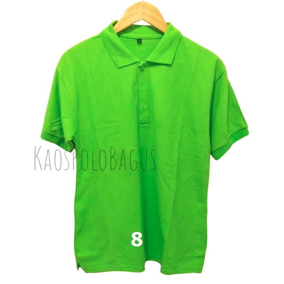 Kaos Polo Shirt Polos Bahan Lacoste Katun Gratis Ongkir Grosir Murah - Hijau Stabilo