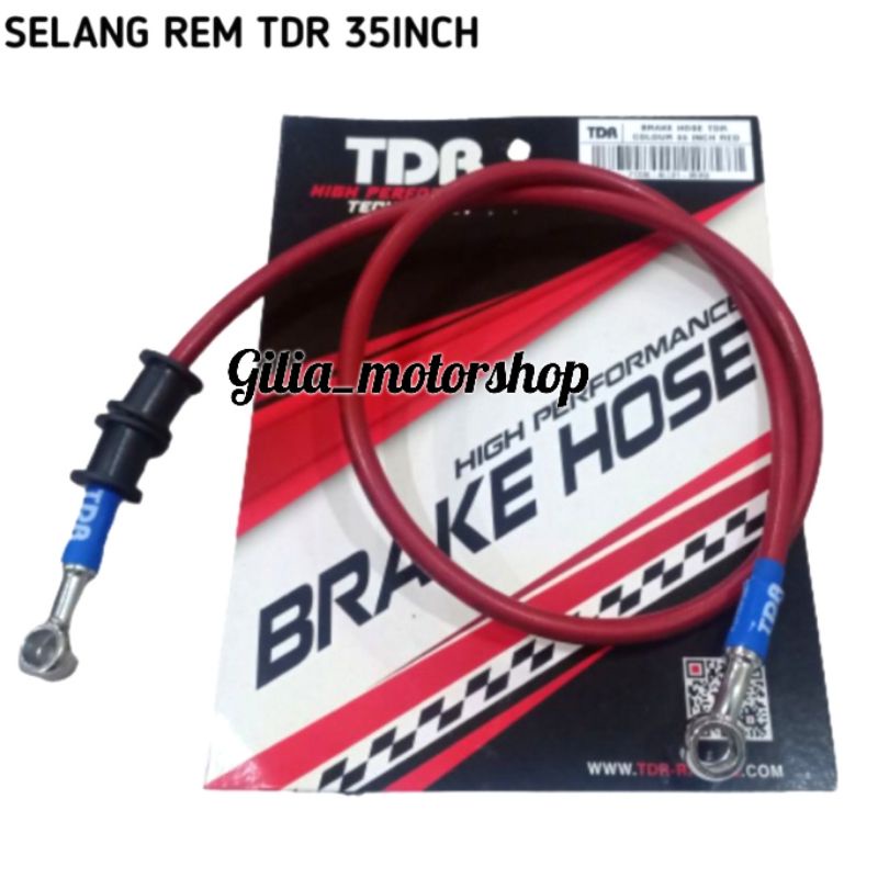 Selang Rem Depan TDR 35 Inci 90 cm Original Universal Motor Kabel Selang Silver Merah Biru