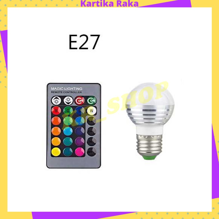 KR Lampu Bohlam LED RGB 3W 16 Colors E27 + Remote Control