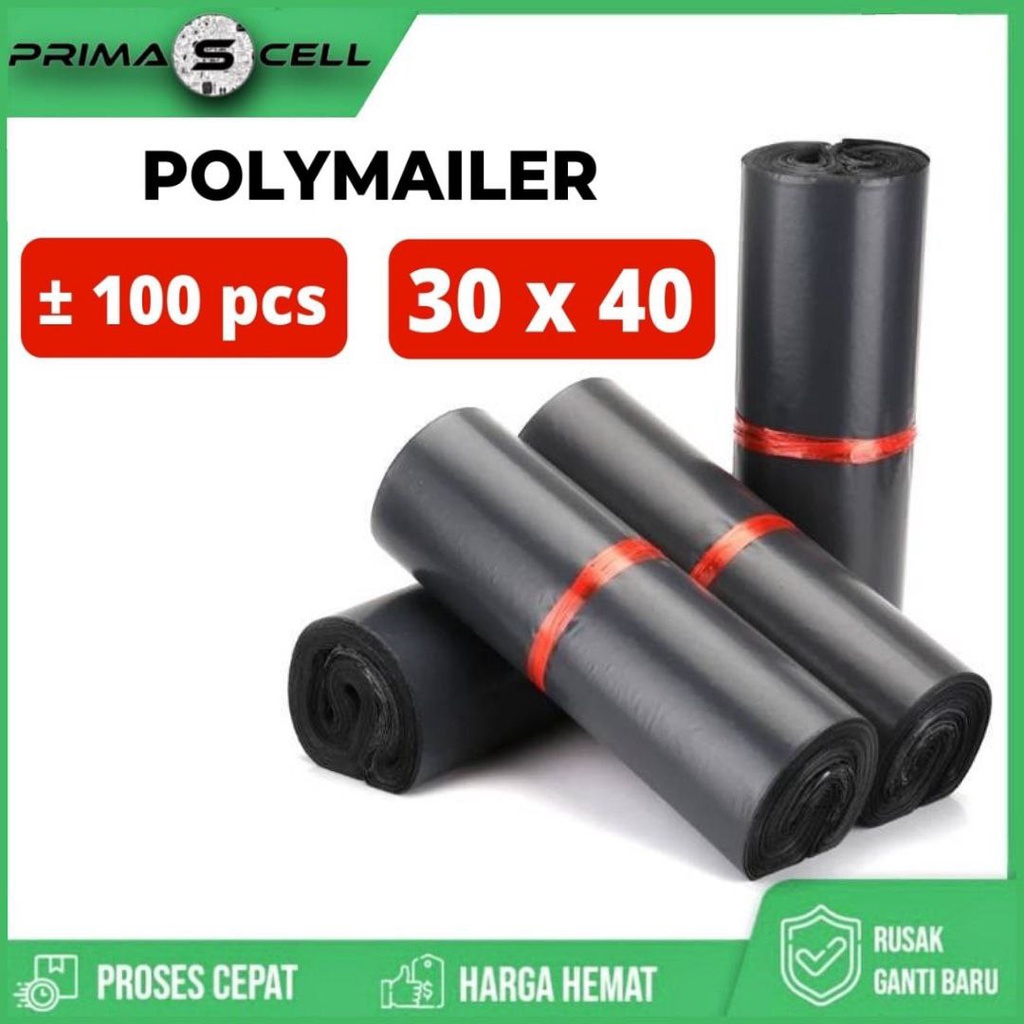 

Plastik Polymailer Hitam 100pcs 30x40 Bungkus Plastik Packing