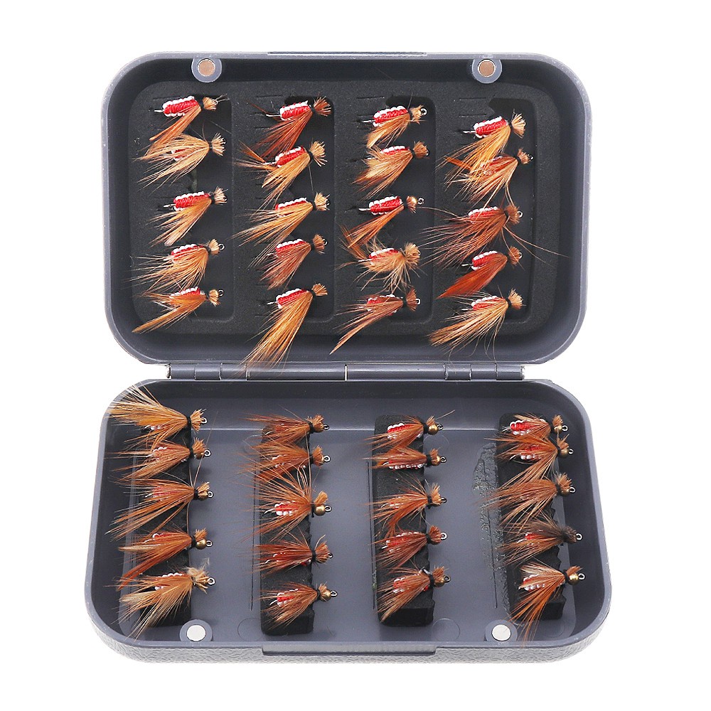 40pcs/lot Mini Fly Fishing Lure Set Metal Head Flies Salmon Trout Simulation Fly Flies Bait with Box