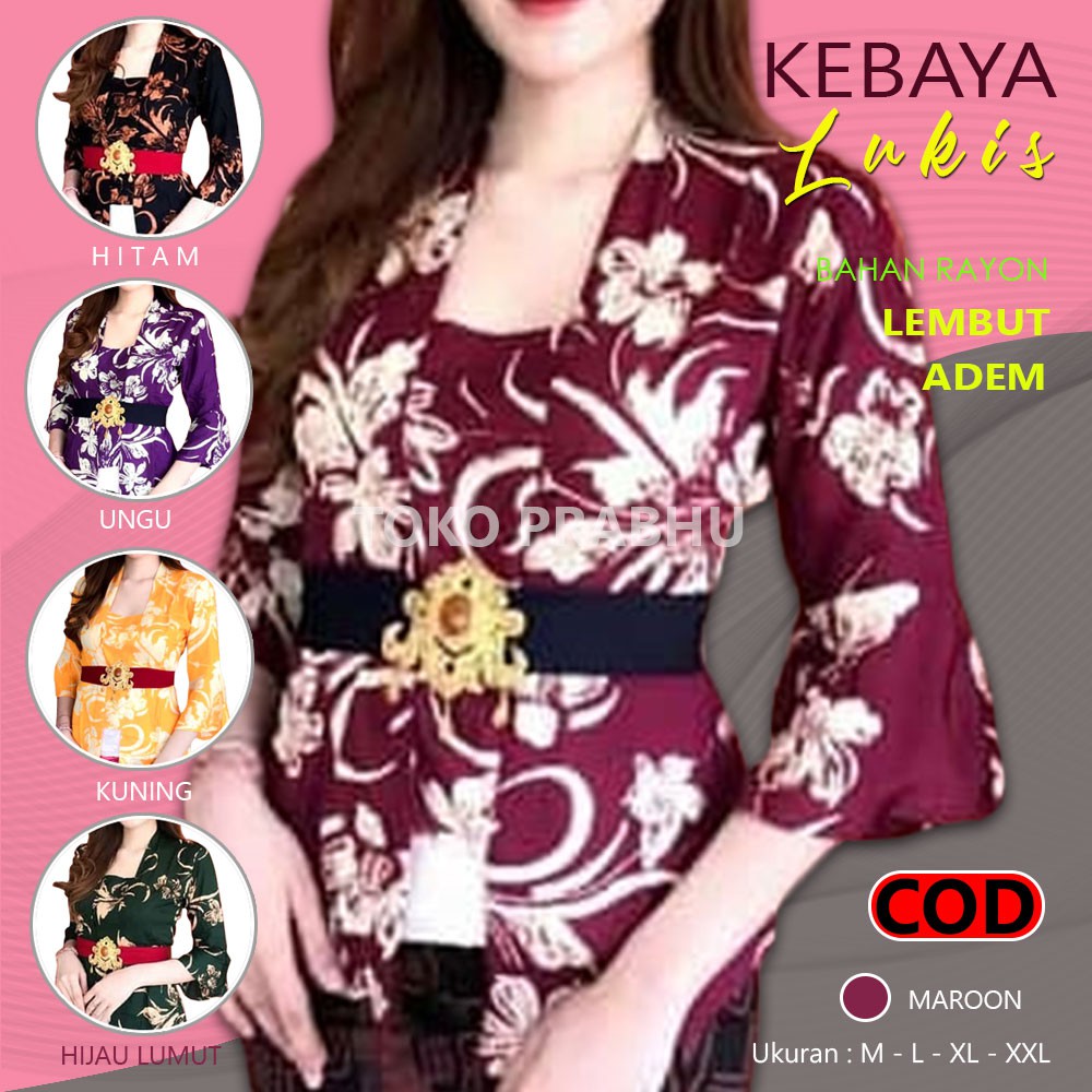 Kebaya Jadi Bali Rayon Motif Lukis Lengan Terompet Trompet Lagi Hits Terkini Terlaris Murah