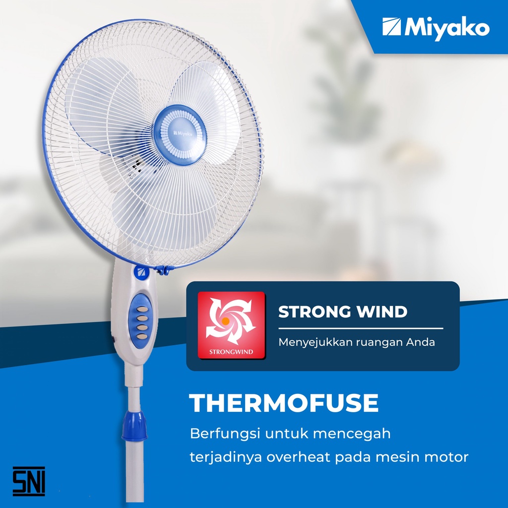 Miyako Kipas Angin Berdiri Stand Fan 16 inch KAS 1618 / KAS1618 / KAS-1618 B PL