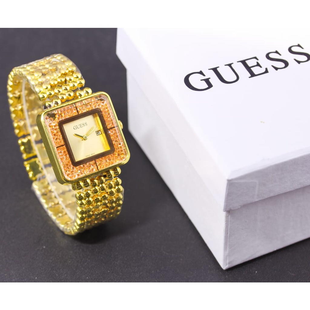 Jam Tangan Wanita Fashion 1503 Tali Rantai Tanggal Aktif Free Box Exclusive &amp; Baterai