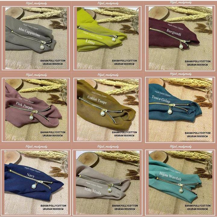 HIJAB INSTAN ZIPPER BELLA / JILBAB RESLETTING ZIPER BELLA SQUARE SCUARE LASERCUT HIJAB INSTAN