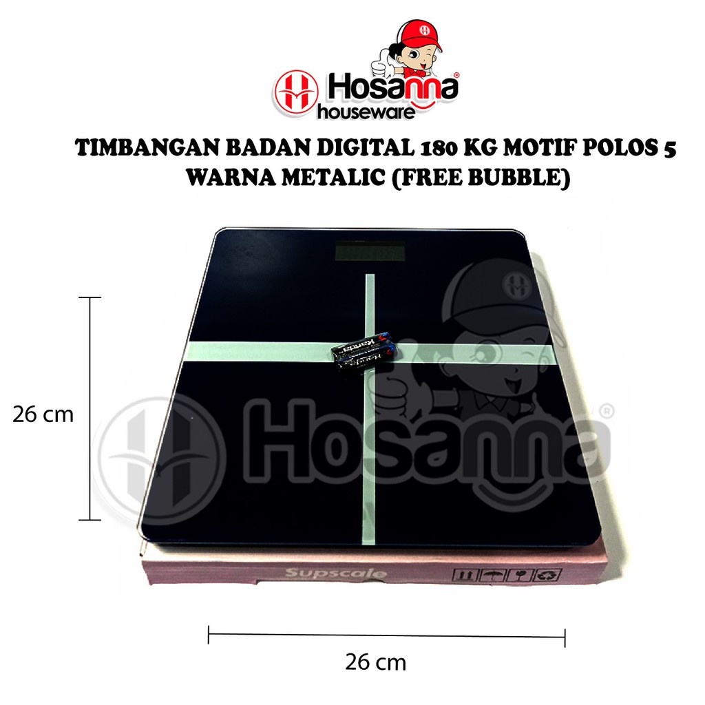 timbangan badan digital 180 kg motif polos 5 warna metalic free bubble