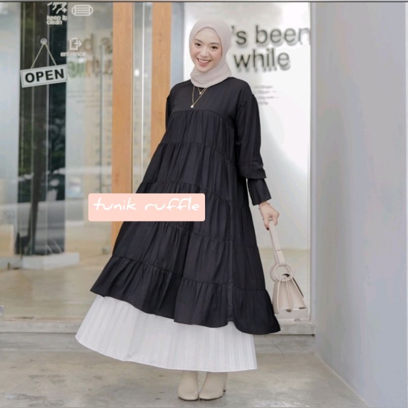 TUNIK RUFFLE | TUNIK FULL RUFFLE | BAHAN KATUN RAYON
