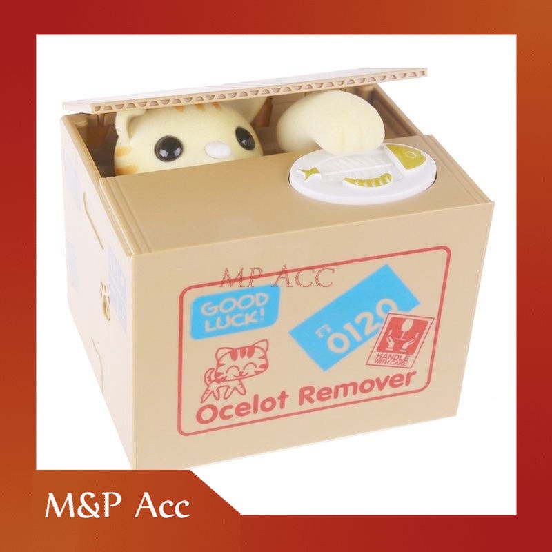 

New Ocelot Remover Celengan Kucing Lucu Steal Money Cat Piggy Bank Brown