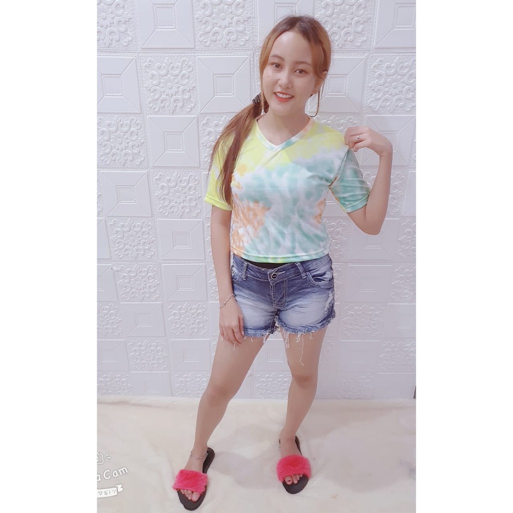 Crop Tie Dye Yerika T-shirt / Kaos Atasan Pendek Tie Dye Wanita