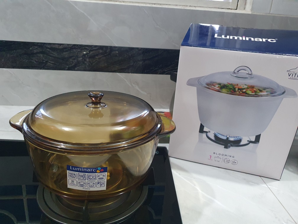 Panci Kaca Vitroline Amberline Casserole 3.5 Liter Luminarc
