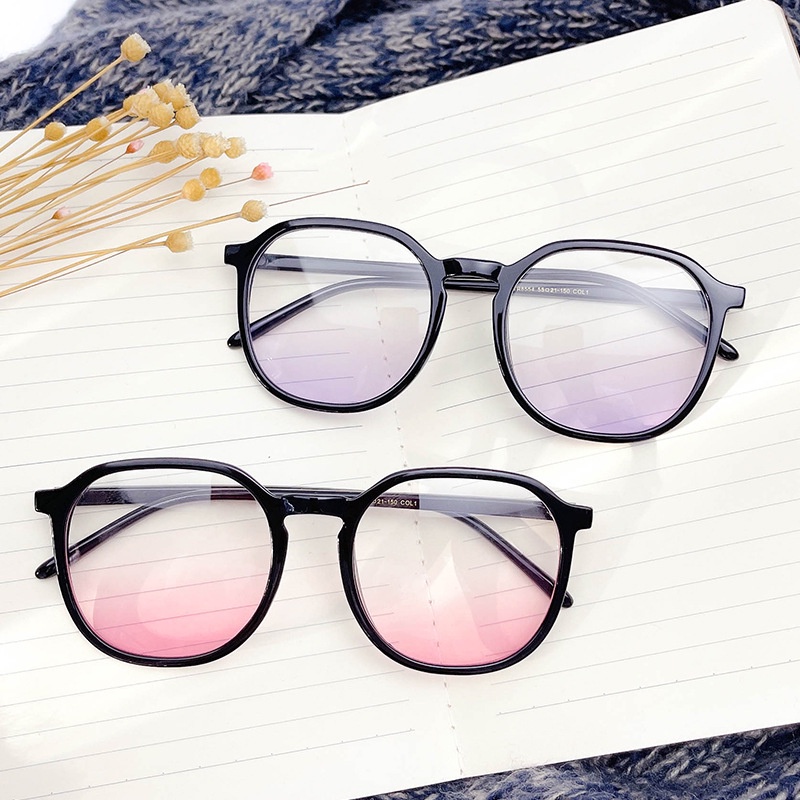 (YUZHU) Tr90 Kacamata Hitam Frame Kotak Oversized Anti Blue Light Untuk Wanita